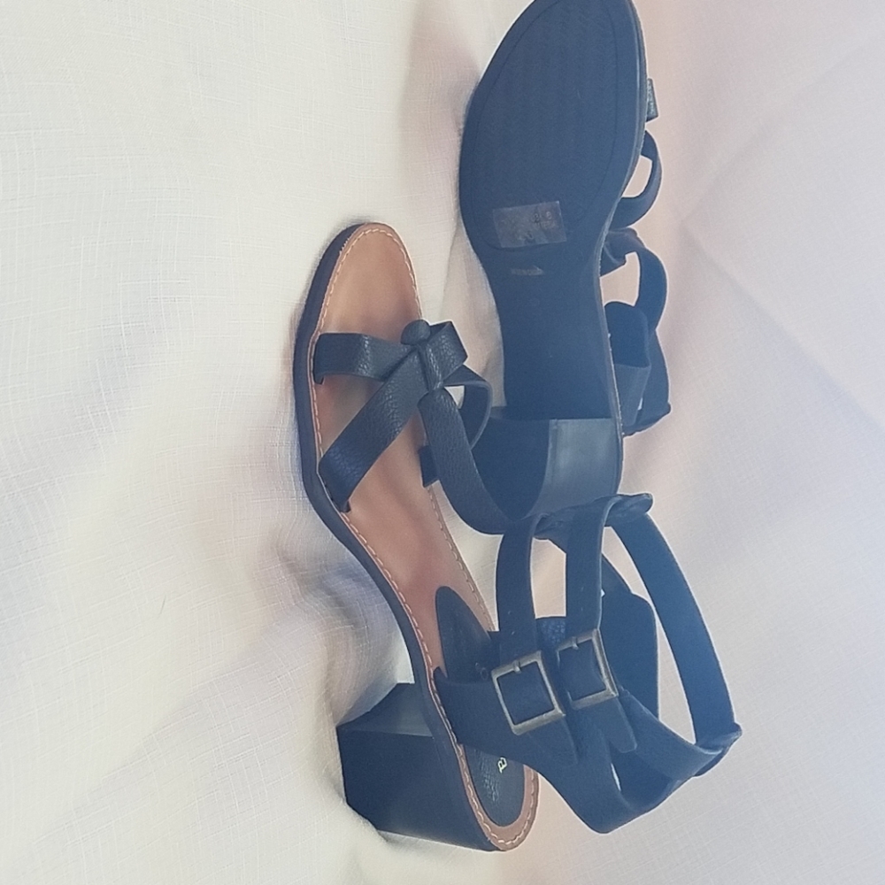 Bamboo Sandles low heel ankle strap